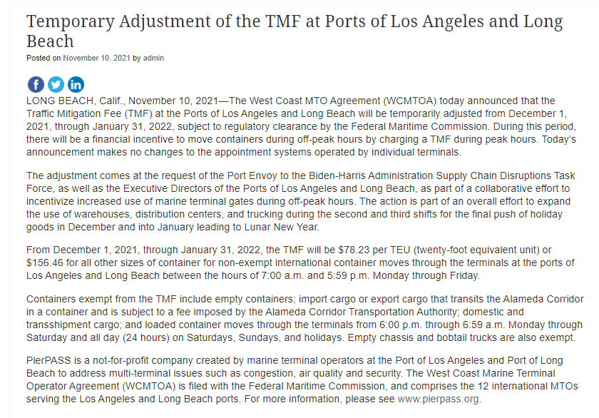 洛杉磯、長灘港最新規定：卡車提柜費用翻番！