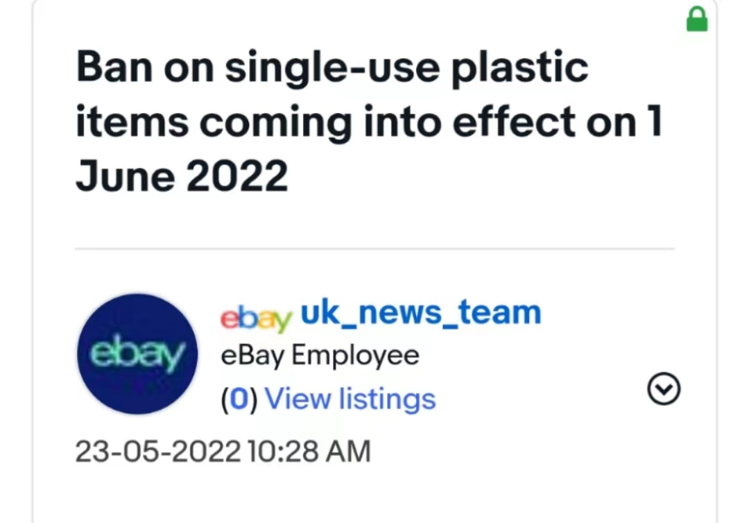 禁賣一次性塑料產品！eBay英國站又有新動態 